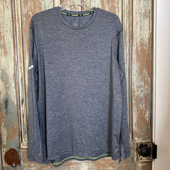 Champion Men’s Gray Long-Sleeve Activewear Top Size XL Blue Striped - Picture 1 of 7
